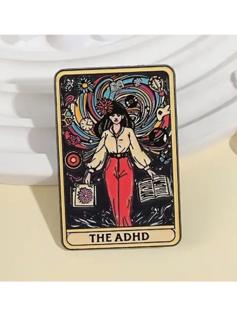 THE ADHD Tarot Card Enamel Backpack Lapel Pin NEW